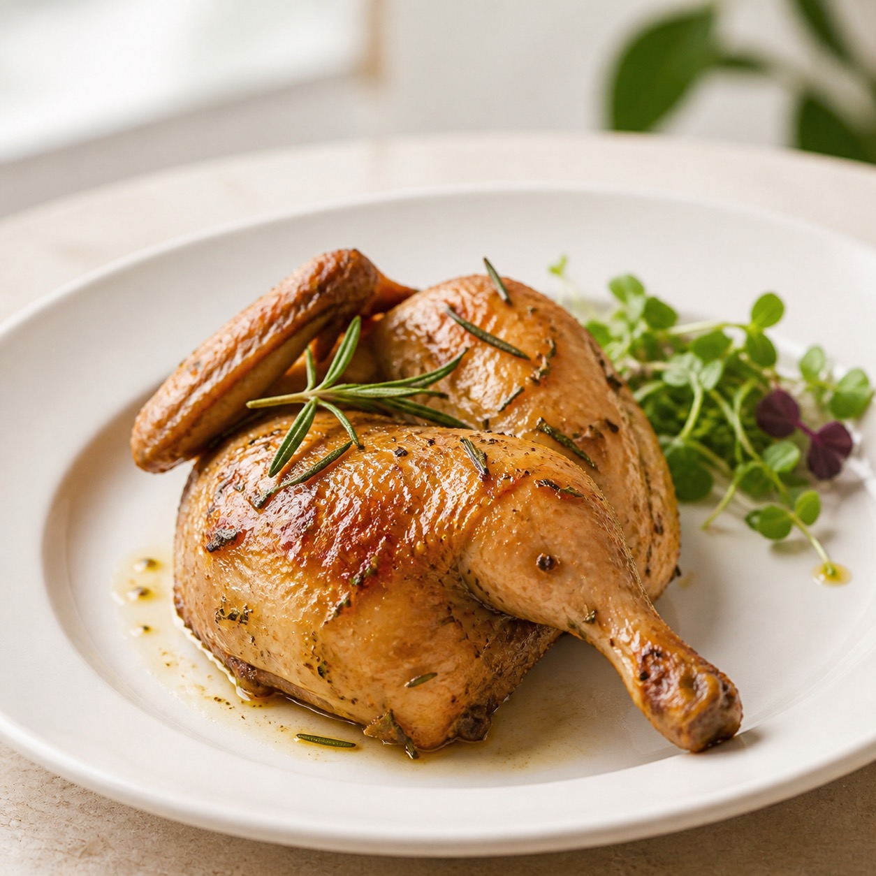 Запечённый цыплёнок с розмарином в собственном соку